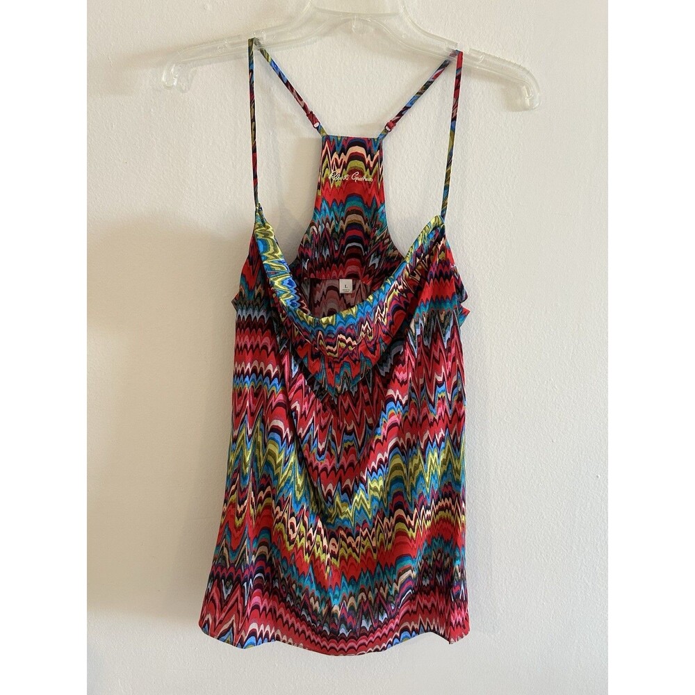 Robert Graham Silk Blend Cowl Neck Racerback Cami Top Abstract Wave Print L